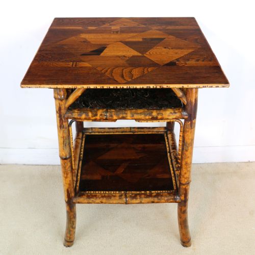 VICTORIAN JAPANESE PARQUETRY TORTOISESHELL BAMBOO TABLE - ADDITIONAL PHOTO 3