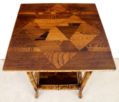 VICTORIAN JAPANESE PARQUETRY TORTOISESHELL BAMBOO TABLE - ADDITIONAL PHOTO 4