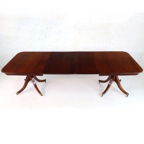 regency later solid mahogany extending two pillar dining table - CATEGORY: ANTIQUE TABLES - DATED 1900