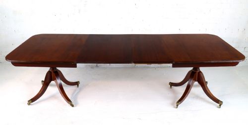 REGENCY LATER SOLID MAHOGANY EXTENDING TWO PILLAR DINING TABLE - ADDITIONAL PHOTO 1