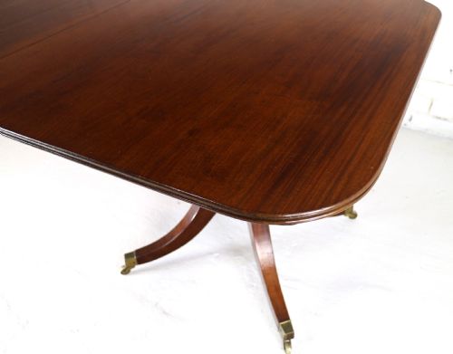 REGENCY LATER SOLID MAHOGANY EXTENDING TWO PILLAR DINING TABLE - ADDITIONAL PHOTO 11