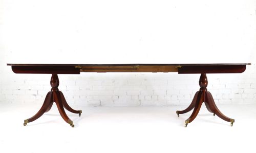 REGENCY LATER SOLID MAHOGANY EXTENDING TWO PILLAR DINING TABLE - ADDITIONAL PHOTO 12