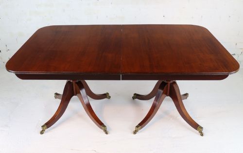 REGENCY LATER SOLID MAHOGANY EXTENDING TWO PILLAR DINING TABLE - ADDITIONAL PHOTO 16