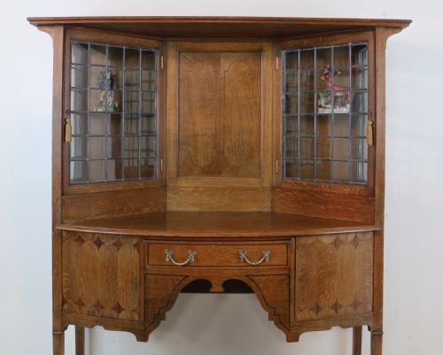 BATH CABINET MAKERS ARTS CRAFTS OAK INLAID SIDEBOARD CABINET - ADDITIONAL PHOTO 2