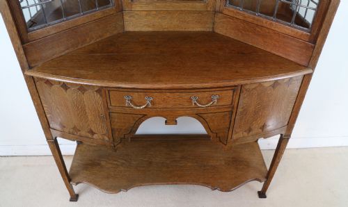 BATH CABINET MAKERS ARTS CRAFTS OAK INLAID SIDEBOARD CABINET - ADDITIONAL PHOTO 5