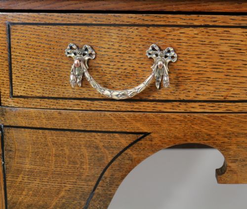 BATH CABINET MAKERS ARTS CRAFTS OAK INLAID SIDEBOARD CABINET - ADDITIONAL PHOTO 11