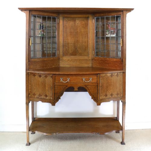 bath cabinet makers arts crafts oak inlaid sideboard cabinet - CATEGORY: ANTIQUE CABINETS - DATED VICTORIAN