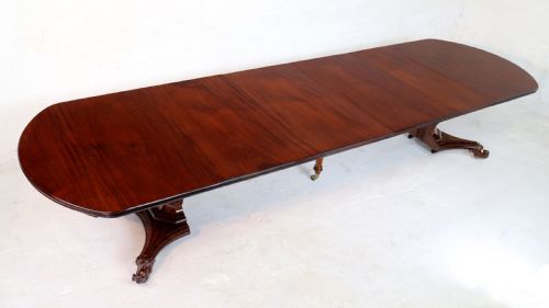 WILLIAM IV MAHOGANY EXTENDING PEDESTAL DINING TABLE 4 LEAVES SEATS 1416 - ADDITIONAL PHOTO 4