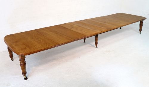 VICTORIAN OAK EXTENDING DINING TABLE 8 LEAVES 18FT SEATS 20 - ADDITIONAL PHOTO 12
