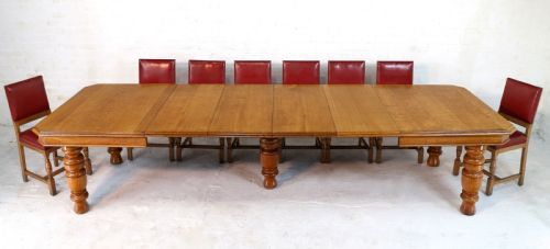VICTORIAN OAK EXTENDING DINING TABLE 4 LEAVES 12FTSEATS 14 - ADDITIONAL PHOTO 2