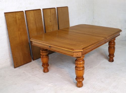 VICTORIAN OAK EXTENDING DINING TABLE 4 LEAVES 12FTSEATS 14 - ADDITIONAL PHOTO 18