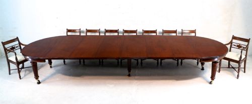 EDWARDS ROBERTS MILITARY CAMPAIGN EXTENDING MAHOGANY DINING TABLE - ADDITIONAL PHOTO 1
