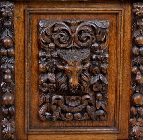ENGLISH VICTORIAN CARVED OAK PARTNERS DESK ATTRIBUTED TO EDWARDS ROBERTS - ADDITIONAL PHOTO 13