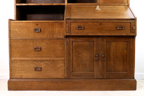 ARTS CRAFTS OAK BUREAU BOOKCASE ATTRIBUTED TO LIBERTY CO - ADDITIONAL PHOTO 2