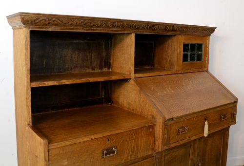 ARTS CRAFTS OAK BUREAU BOOKCASE ATTRIBUTED TO LIBERTY CO - ADDITIONAL PHOTO 16