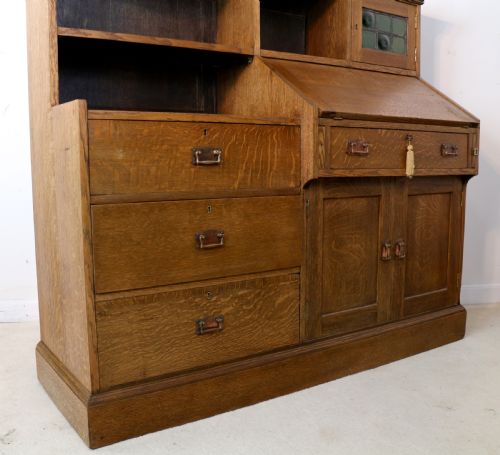 ARTS CRAFTS OAK BUREAU BOOKCASE ATTRIBUTED TO LIBERTY CO - ADDITIONAL PHOTO 17