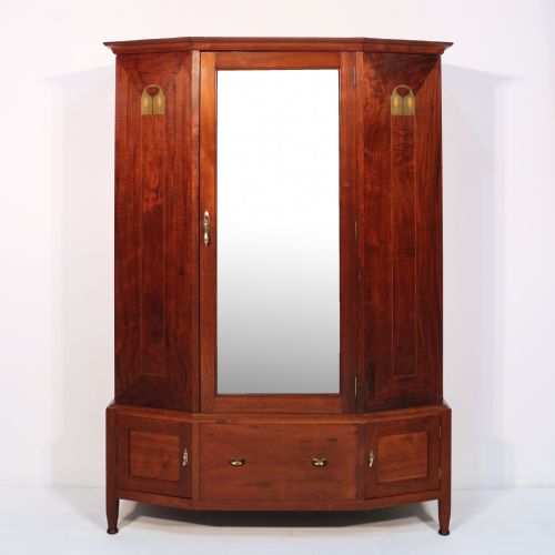 arts crafts glasgow school inlaid walnut wardrobe attributed to wylie lochhead - CATEGORY: ANTIQUE WARDROBES - DATED 1900