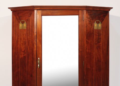ARTS CRAFTS GLASGOW SCHOOL INLAID WALNUT WARDROBE ATTRIBUTED TO WYLIE LOCHHEAD - ADDITIONAL PHOTO 4