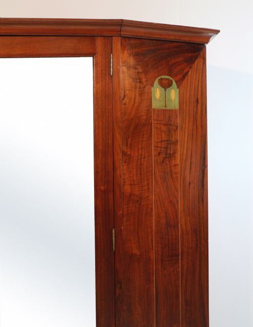 ARTS CRAFTS GLASGOW SCHOOL INLAID WALNUT WARDROBE ATTRIBUTED TO WYLIE LOCHHEAD - ADDITIONAL PHOTO 6