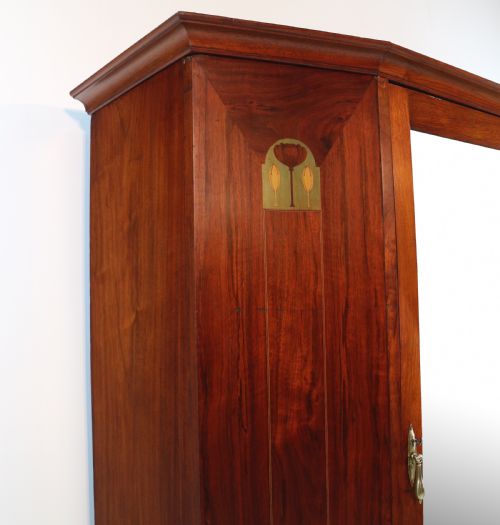 ARTS CRAFTS GLASGOW SCHOOL INLAID WALNUT WARDROBE ATTRIBUTED TO WYLIE LOCHHEAD - ADDITIONAL PHOTO 7