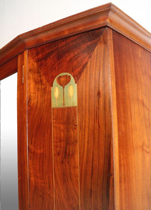 ARTS CRAFTS GLASGOW SCHOOL INLAID WALNUT WARDROBE ATTRIBUTED TO WYLIE LOCHHEAD - ADDITIONAL PHOTO 8