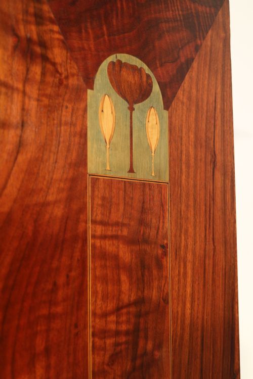 ARTS CRAFTS GLASGOW SCHOOL INLAID WALNUT WARDROBE ATTRIBUTED TO WYLIE LOCHHEAD - ADDITIONAL PHOTO 9