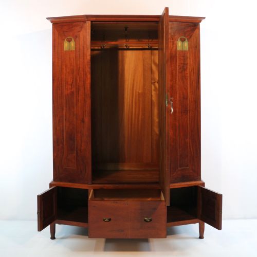 ARTS CRAFTS GLASGOW SCHOOL INLAID WALNUT WARDROBE ATTRIBUTED TO WYLIE LOCHHEAD - ADDITIONAL PHOTO 16