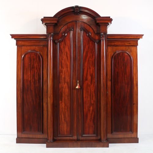 regency mahogany four door breakfront wardrobe - CATEGORY: ANTIQUE WARDROBES - DATED REGENCY