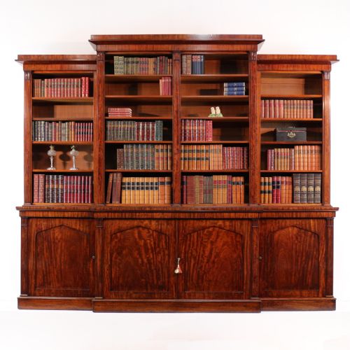 william iv mahogany breakfront library bookcase - CATEGORY: ANTIQUE BOOKCASES - DATED 19TH CENTURY