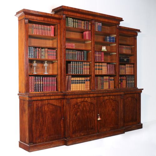 WILLIAM IV MAHOGANY BREAKFRONT LIBRARY BOOKCASE - ADDITIONAL PHOTO 1
