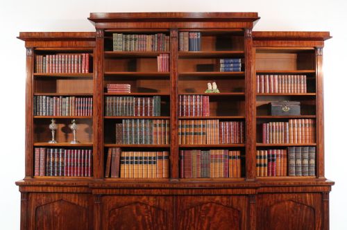 WILLIAM IV MAHOGANY BREAKFRONT LIBRARY BOOKCASE - ADDITIONAL PHOTO 4