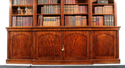 WILLIAM IV MAHOGANY BREAKFRONT LIBRARY BOOKCASE - ADDITIONAL PHOTO 6