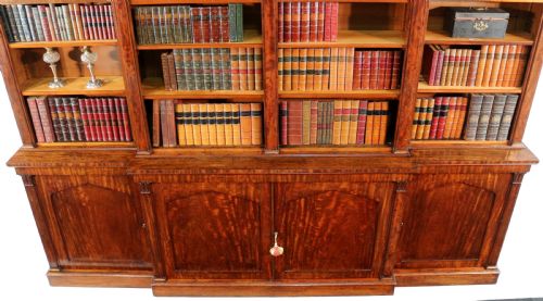 WILLIAM IV MAHOGANY BREAKFRONT LIBRARY BOOKCASE - ADDITIONAL PHOTO 12