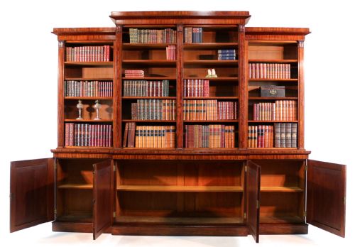 WILLIAM IV MAHOGANY BREAKFRONT LIBRARY BOOKCASE - ADDITIONAL PHOTO 17