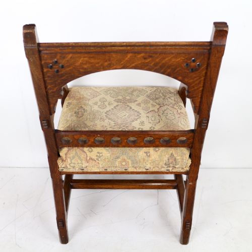 GOTHIC REVIVAL AESTHETIC PERIOD OAK ARMCHAIR ATTRIBUTED TO CHARLES BEVAN - ADDITIONAL PHOTO 19
