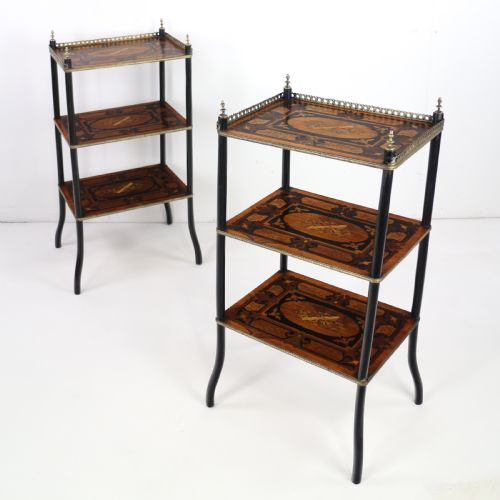 PAIR OF ANTIQUE FRENCH 19TH CENTURY MARQUETRY INLAID TAGRES - ADDITIONAL PHOTO 1