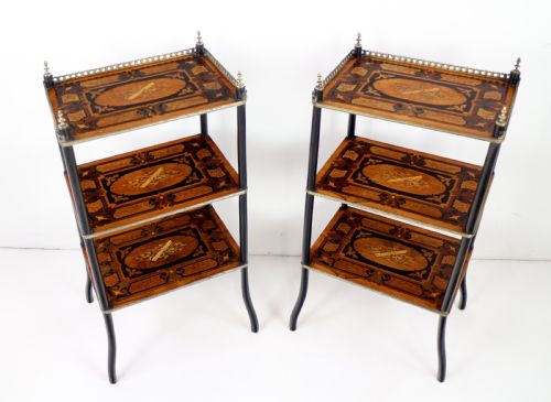 PAIR OF ANTIQUE FRENCH 19TH CENTURY MARQUETRY INLAID TAGRES - ADDITIONAL PHOTO 2