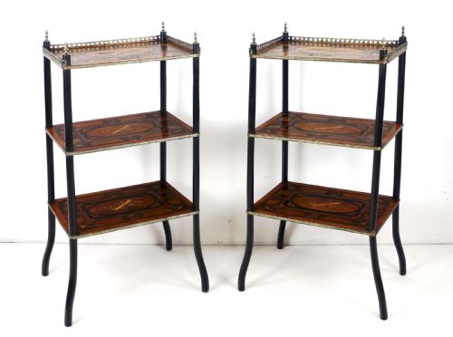 PAIR OF ANTIQUE FRENCH 19TH CENTURY MARQUETRY INLAID TAGRES - ADDITIONAL PHOTO 4
