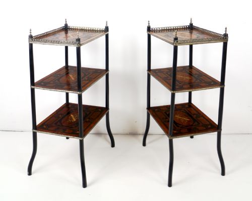 PAIR OF ANTIQUE FRENCH 19TH CENTURY MARQUETRY INLAID TAGRES - ADDITIONAL PHOTO 6