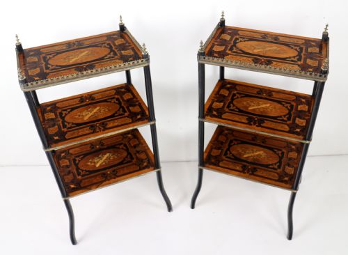 PAIR OF ANTIQUE FRENCH 19TH CENTURY MARQUETRY INLAID TAGRES - ADDITIONAL PHOTO 7