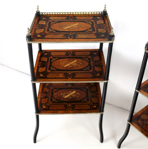 PAIR OF ANTIQUE FRENCH 19TH CENTURY MARQUETRY INLAID TAGRES - ADDITIONAL PHOTO 10