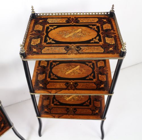 PAIR OF ANTIQUE FRENCH 19TH CENTURY MARQUETRY INLAID TAGRES - ADDITIONAL PHOTO 17