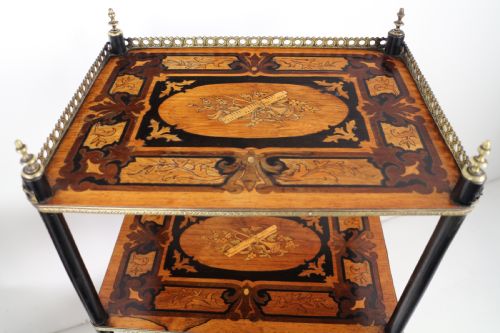 PAIR OF ANTIQUE FRENCH 19TH CENTURY MARQUETRY INLAID TAGRES - ADDITIONAL PHOTO 18