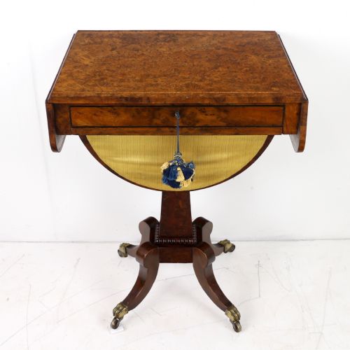 IRISH BURR YEW REGENCY DROPLEAF WORK TABLE - ADDITIONAL PHOTO 1