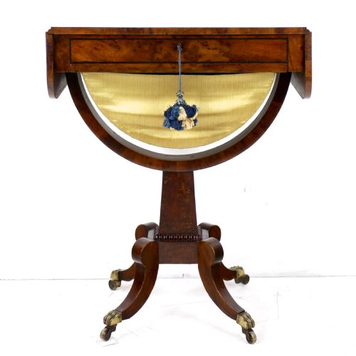 IRISH BURR YEW REGENCY DROPLEAF WORK TABLE - ADDITIONAL PHOTO 2