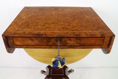 IRISH BURR YEW REGENCY DROPLEAF WORK TABLE - ADDITIONAL PHOTO 4