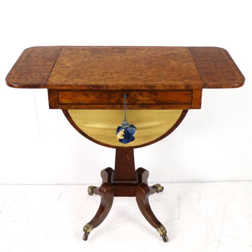 IRISH BURR YEW REGENCY DROPLEAF WORK TABLE - ADDITIONAL PHOTO 6
