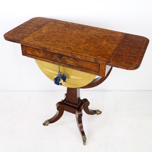 IRISH BURR YEW REGENCY DROPLEAF WORK TABLE - ADDITIONAL PHOTO 7