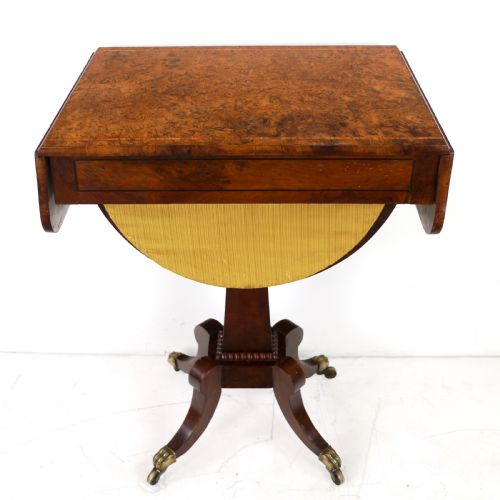 IRISH BURR YEW REGENCY DROPLEAF WORK TABLE - ADDITIONAL PHOTO 9