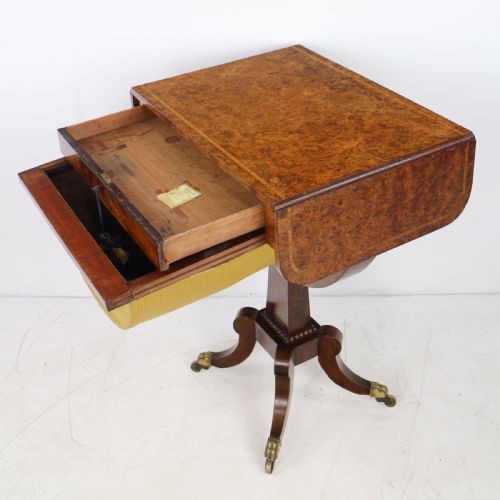 IRISH BURR YEW REGENCY DROPLEAF WORK TABLE - ADDITIONAL PHOTO 13